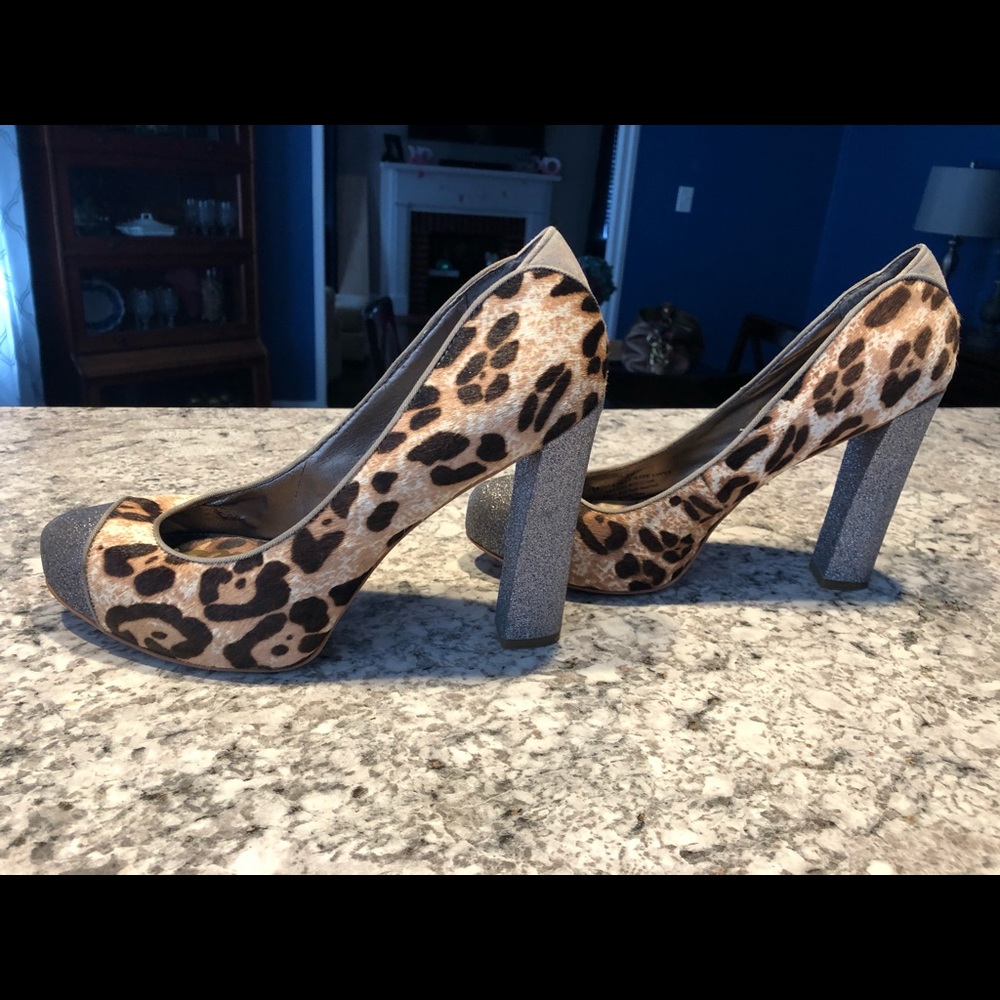 Sam Edelman animal print glitter heels 8